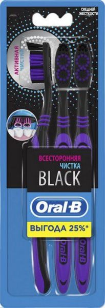 Зубная щетка Oral-B Black 40 всесторонняя чистка Medium 3шт фотография